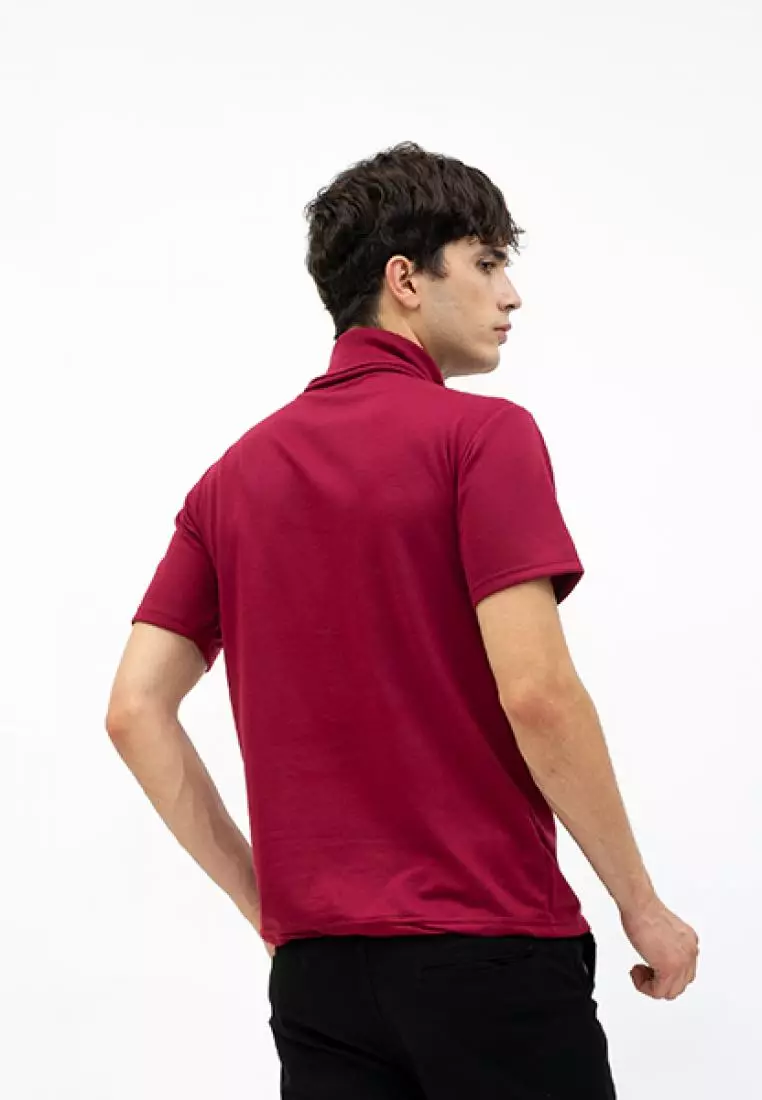Turtle neck shirt kerah tinggi lengan pendek Maroon kaos polos houseofcuff