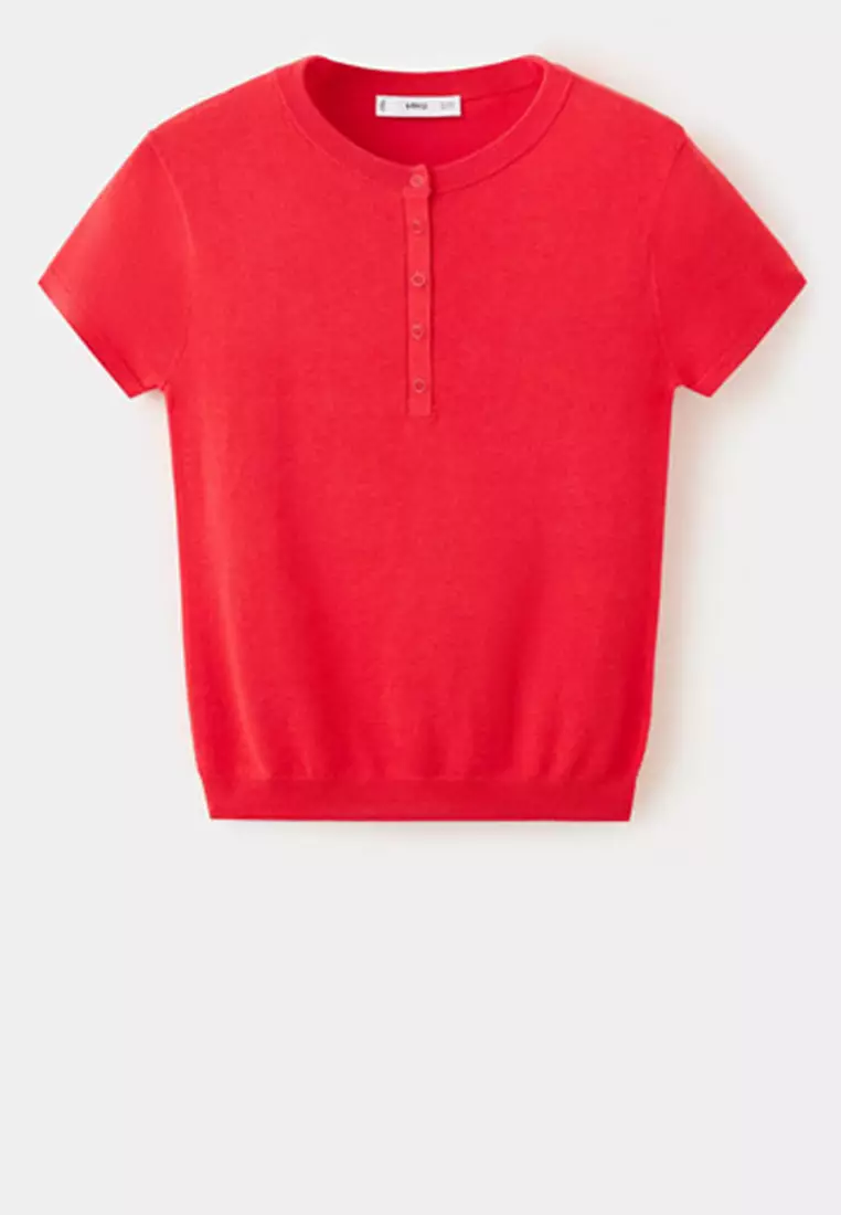 Short-Sleeved Fine-Knit Sweater