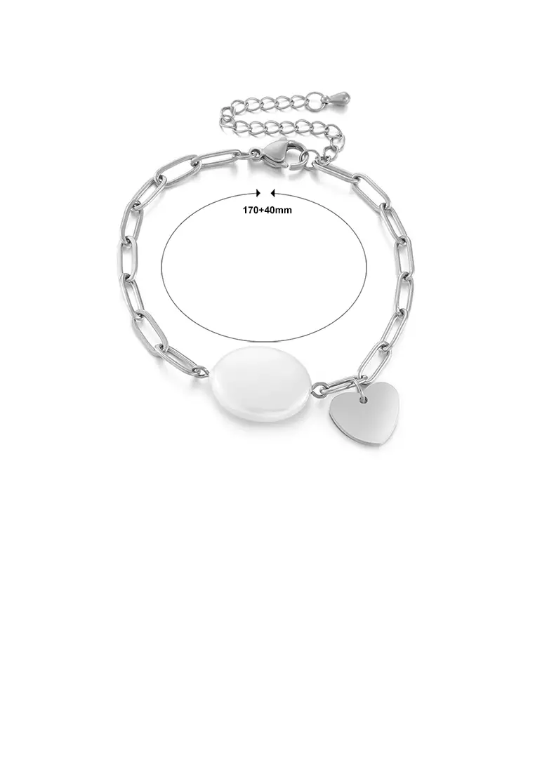 Simple Temperament Shell Round Heart-shaped 316L Stainless Steel Bracelet