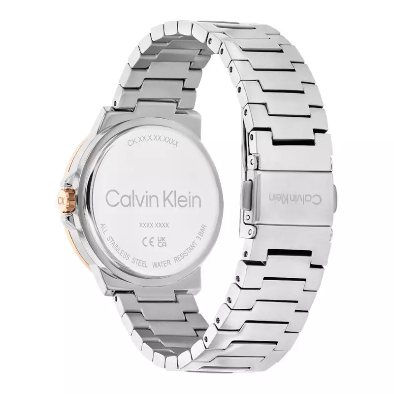 Jam Tangan Wanita Calvin Klein 25100025 Rose Gold Linear Texture Dial Stainless Steel Strap