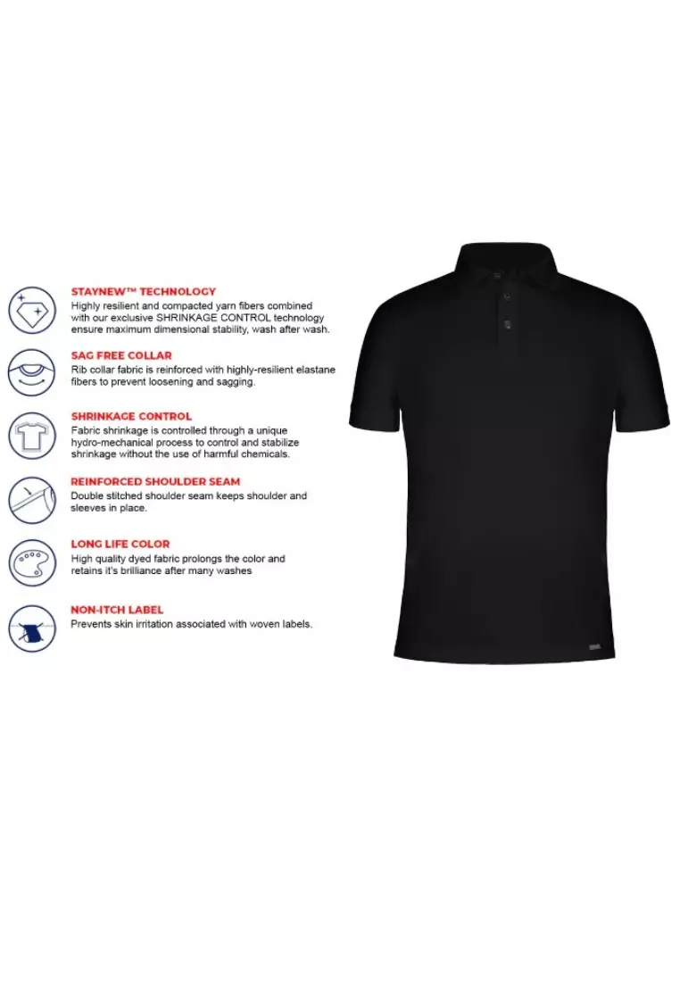 Jockey® Cotton Rich Pique Classic Fit Men's Plain Short Sleeve Polo Shirt