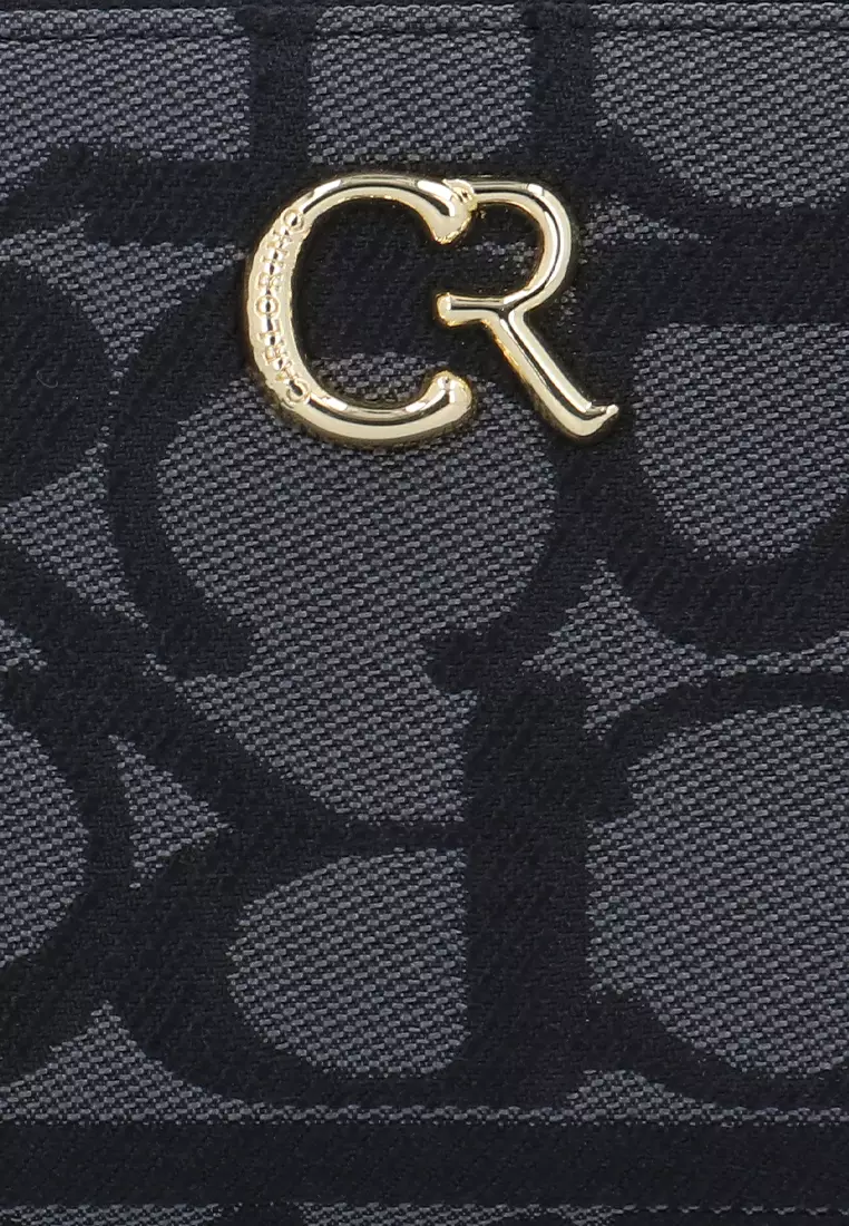 Carlo GEO Jacquard Zip Around Wallet - Black