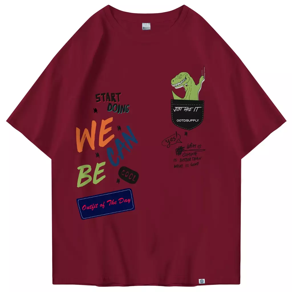 OOTDSUPPLY Oversized Tshirt OOTD T-rex Red Heart I Kaos Oversize