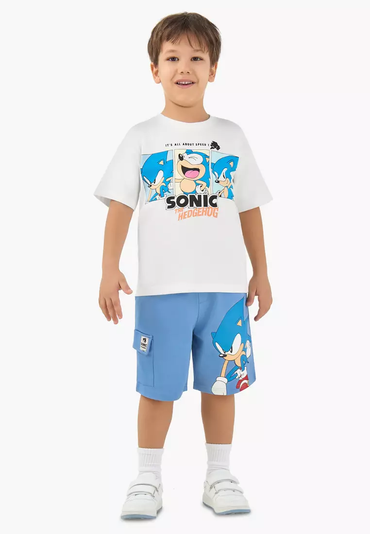 Babyshop Crew Neck Short Sleeves T-Shirt With Sonic The Hedgehog Print