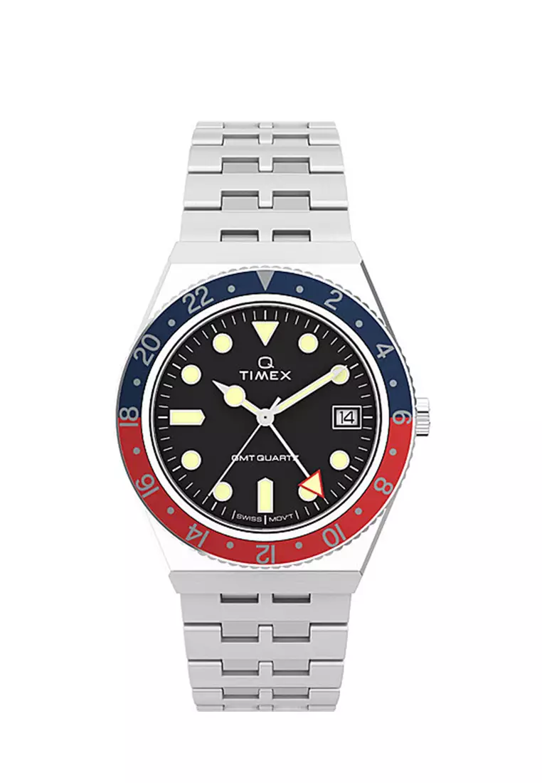 Buy Timex Timex Q Timex Gmt Silver Stainless Steel Analog Quartz Watch