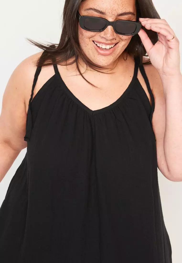 Tie-Shoulder Mini Cami Swing Dress for Women