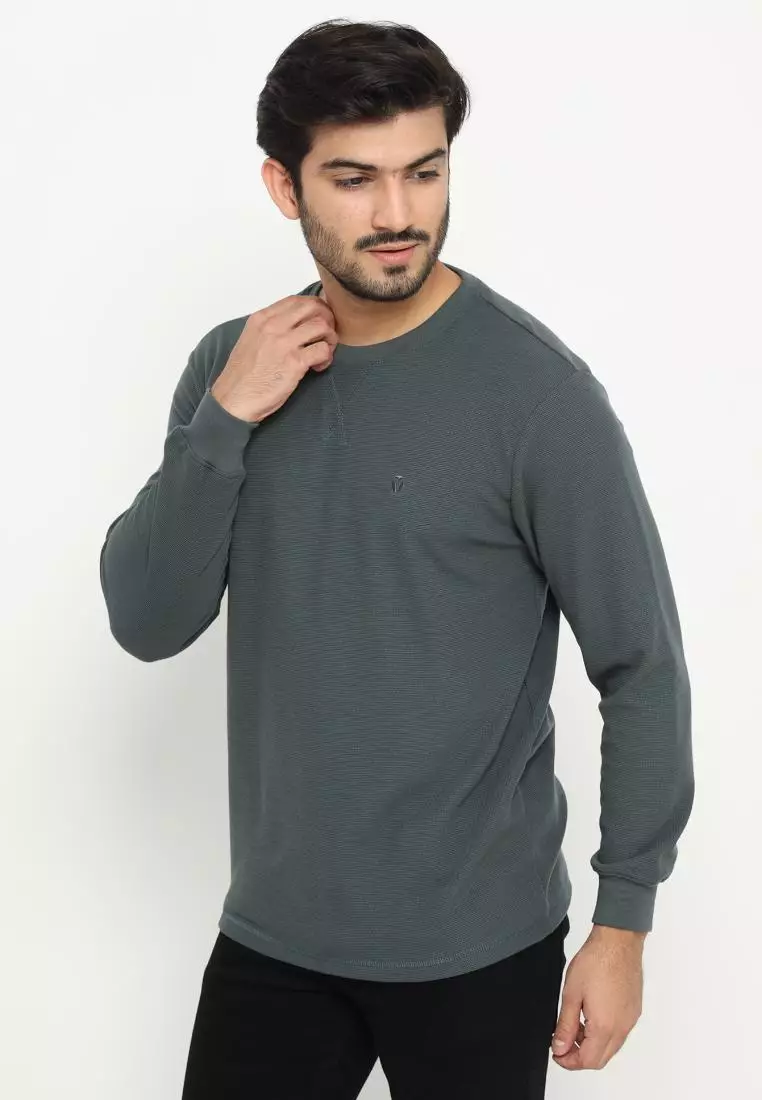 MATSUDA Kaos Polos Waffle Lengan Panjang Cotton Komoro