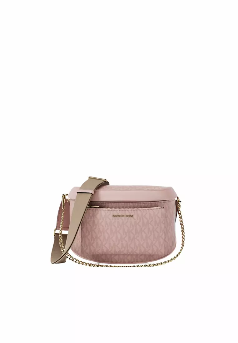 Michael Kors Slater Medium Signature Logo Crossbody Bag In Powder Blush Rose 35F5G04M2V