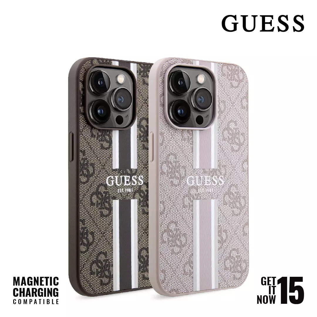 Jual Guess Case iPhone 15 Pro Max GUESS Magsafe 4G Print Stripe - Brown ...