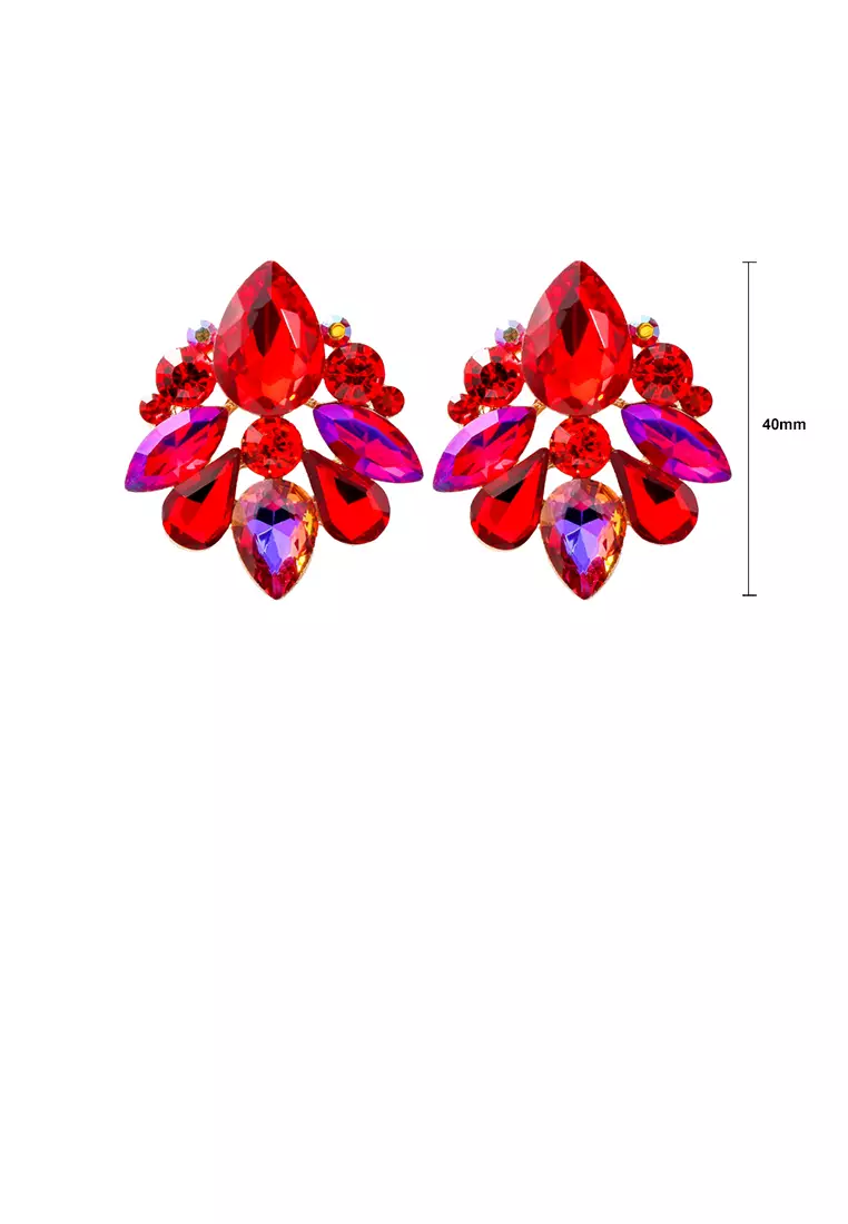 Red crystal earrings clearance