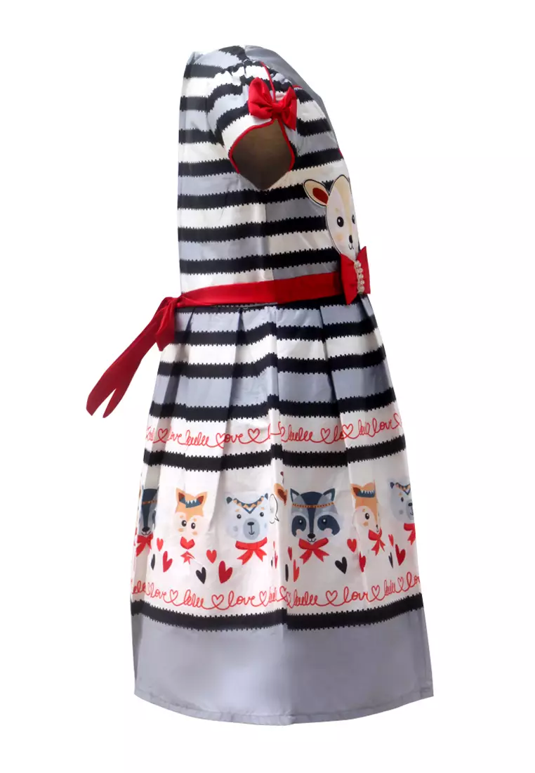 Two Mix Baju Anak Perempuan Fashion Motif Salur Rusa - Dress Anak Perempuan 3993