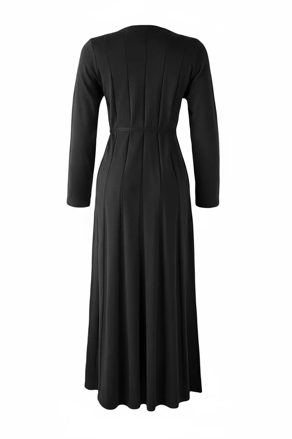 Black Unlined Plain Knitwear Rib/Camisole Hijab Dress Tctaw26Eb00010