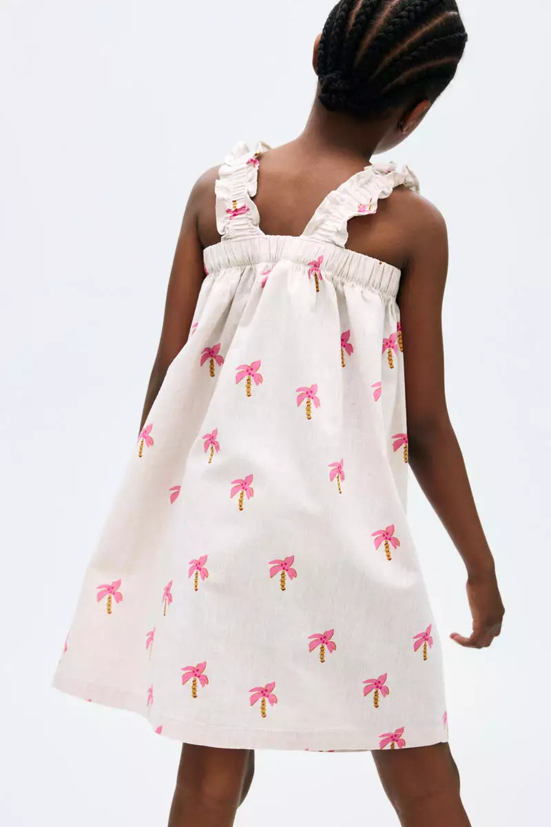 Linen-blend dress
