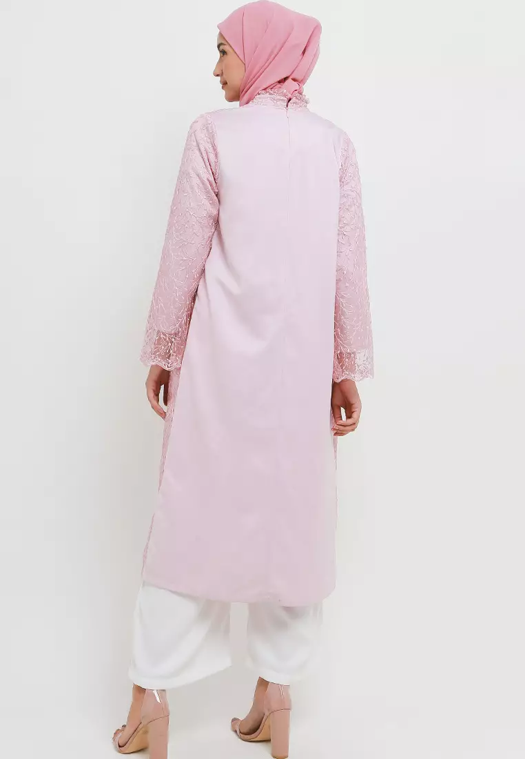 MFMW Sakinah Midi Dress Gamis Brukat Dusty Rose