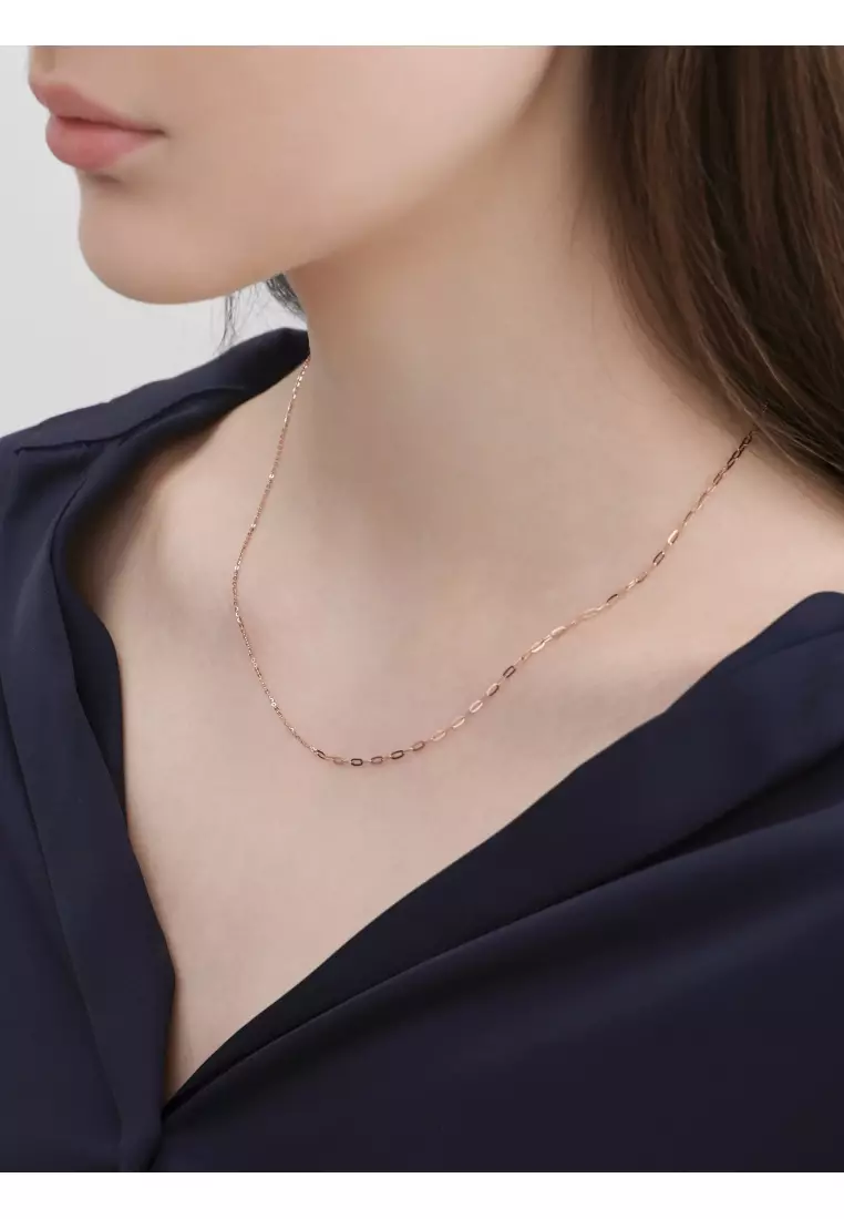 18K Rose Gold Anchor Chain and Paperclip Chain Necklace for Women 94222N