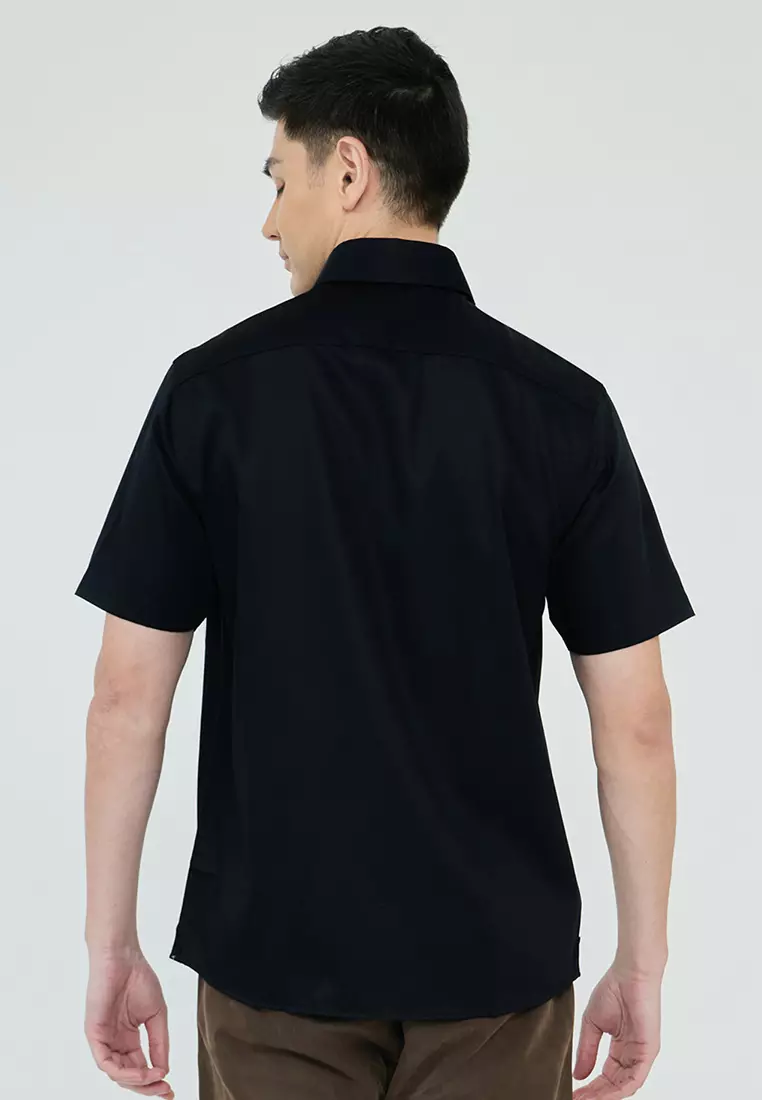 Plain satin Short Sleeves Dress Shirt