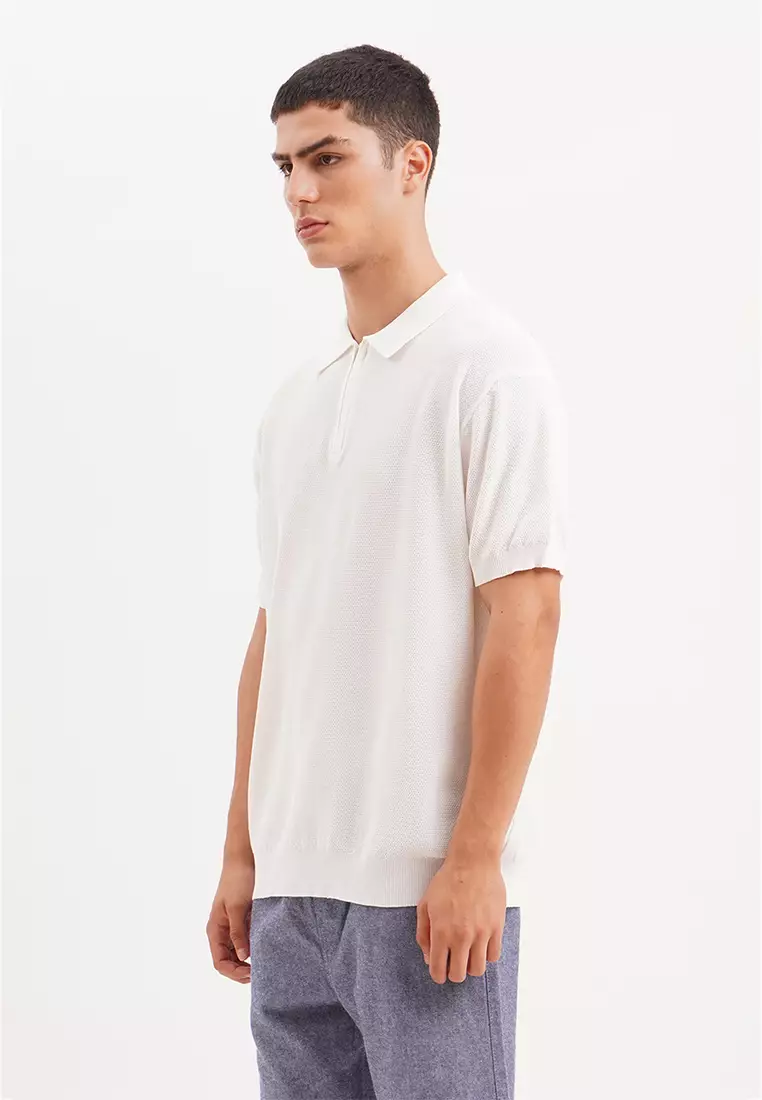Penshoppe Relaxed Fit Textured Knit Half Zip Polo 2024 Buy