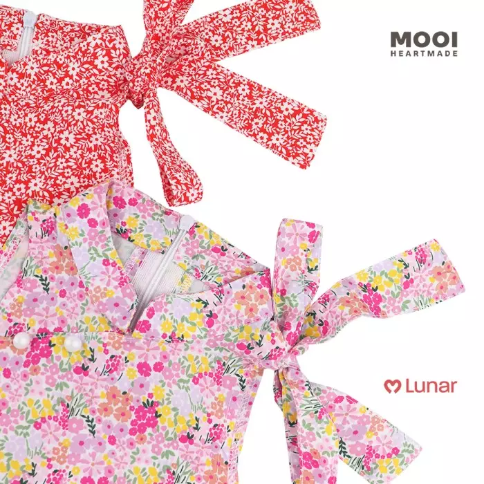 Mooi Dress Anak Perempuan Lunar Collection Peony Cheongsam Dress - Red Cherry