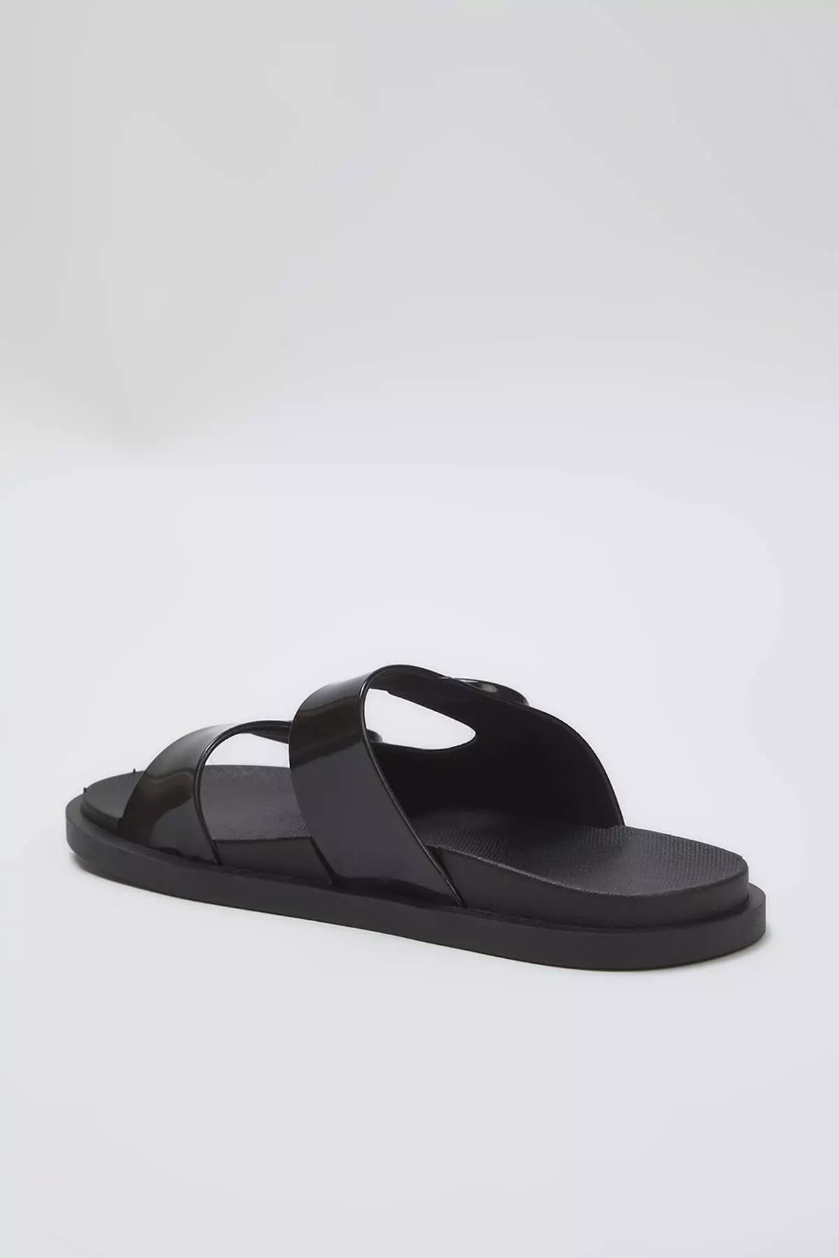 Black Double Band Buckle Detailed Women's Slippers Takss25Te00060