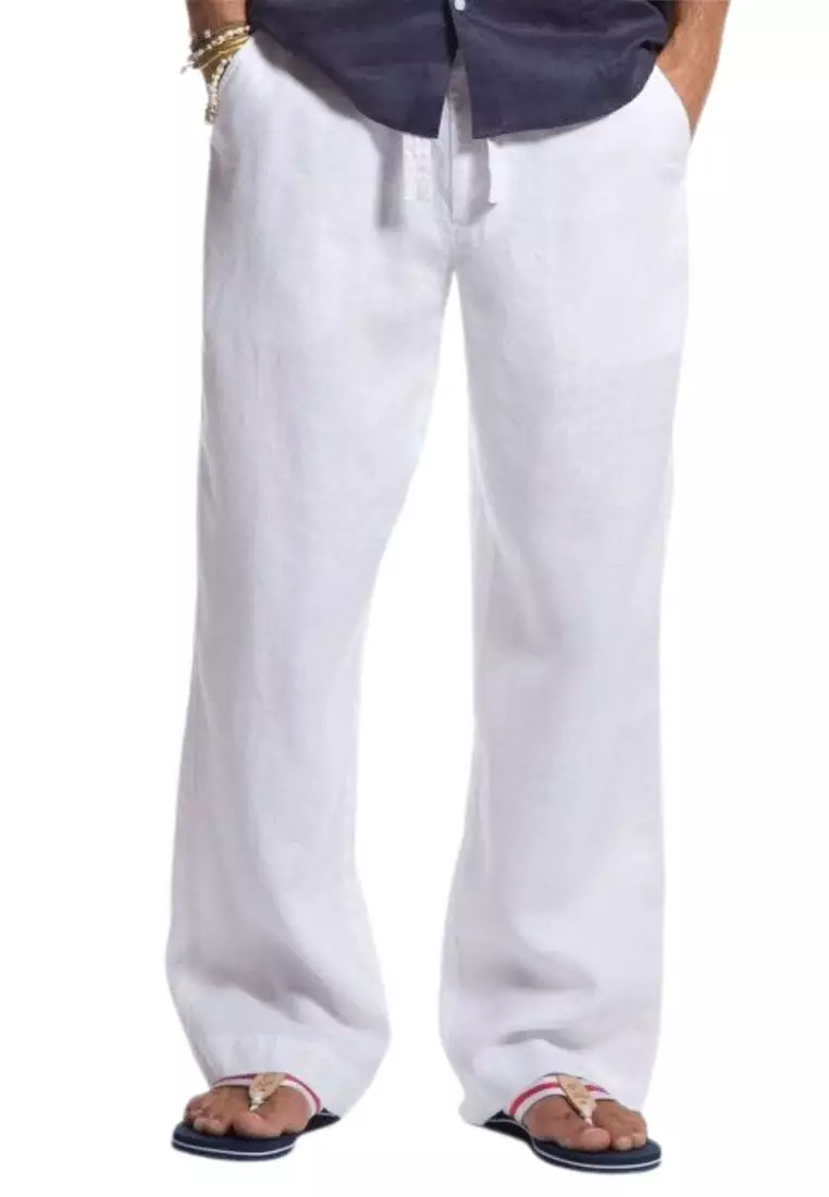 Pablo Celana Panjang Linen Pria Putih | Linen Baggy Pants Men White