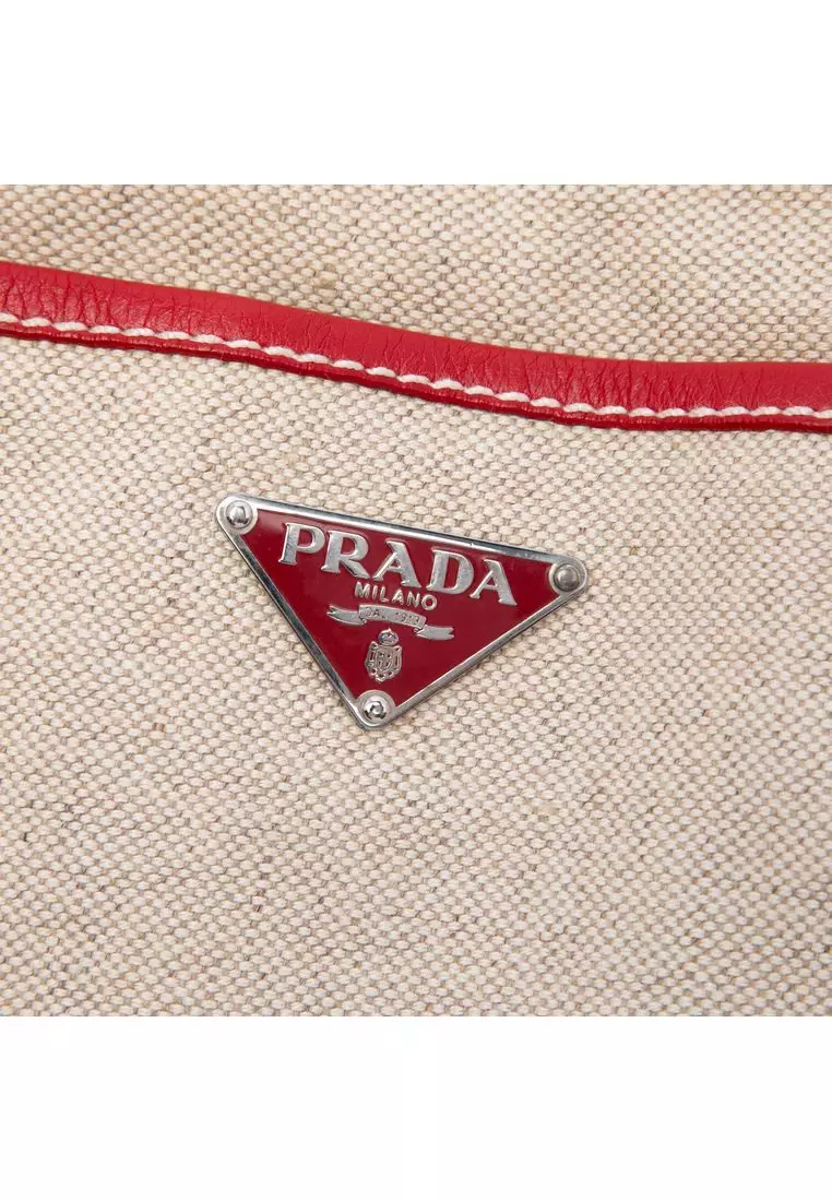 Pre-Loved Prada Canvas Canapa Mistolino Shopping Tote