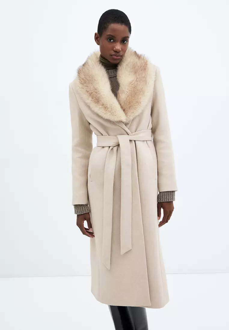 Long cream clearance wool coat