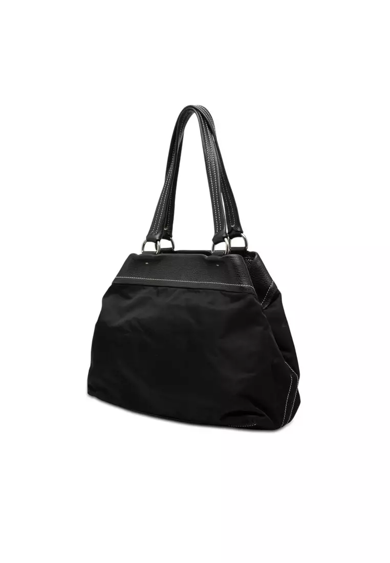 Pre-Loved Prada Vitello Trimmed Tessuto Tote