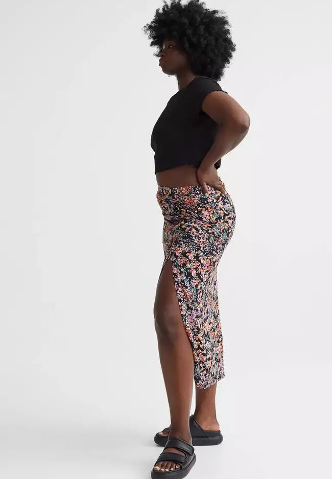 H&m leopard shop print midi skirt