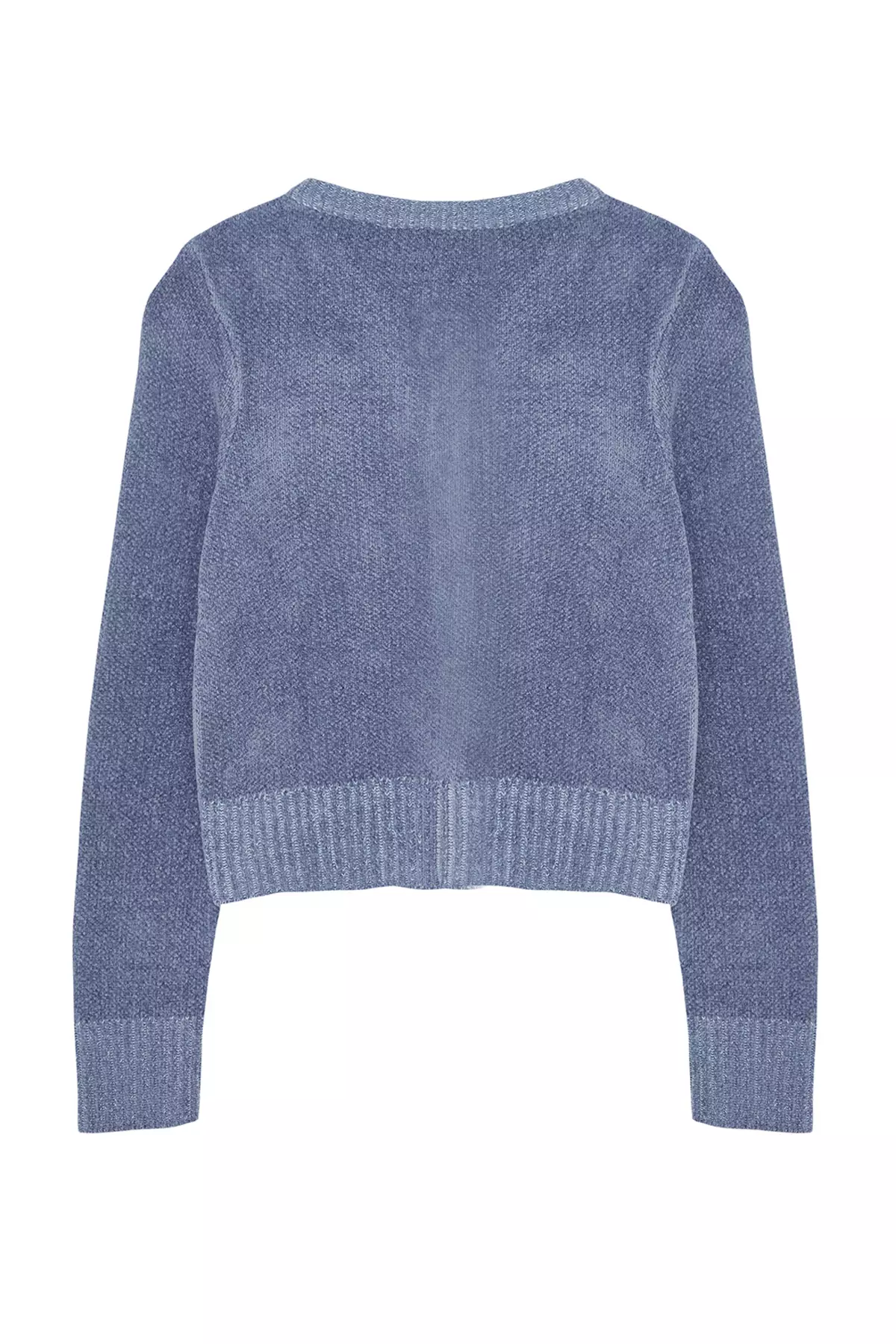 Blue Crop Premium Yarn/Special Yarn Pocket Detailed Jacket-Look Knitwear Cardigan TWOAW24HI00051