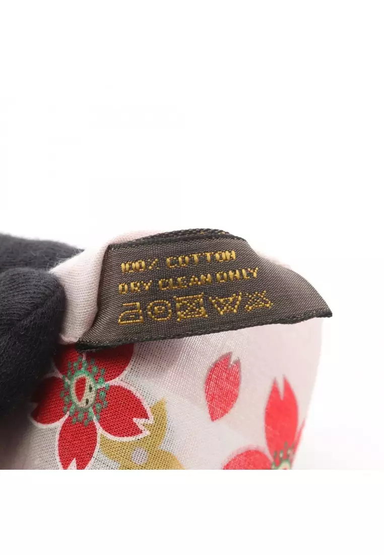 Pre-Loved Louis Vuitton LOUIS VUITTON × Takashi Murakami monogram cherry blossom scarf cotton pink Red multicolor
