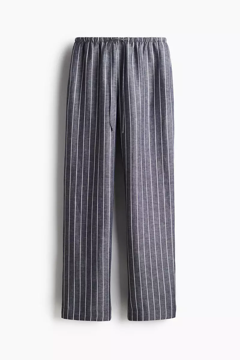 Straight linen-blend trousers