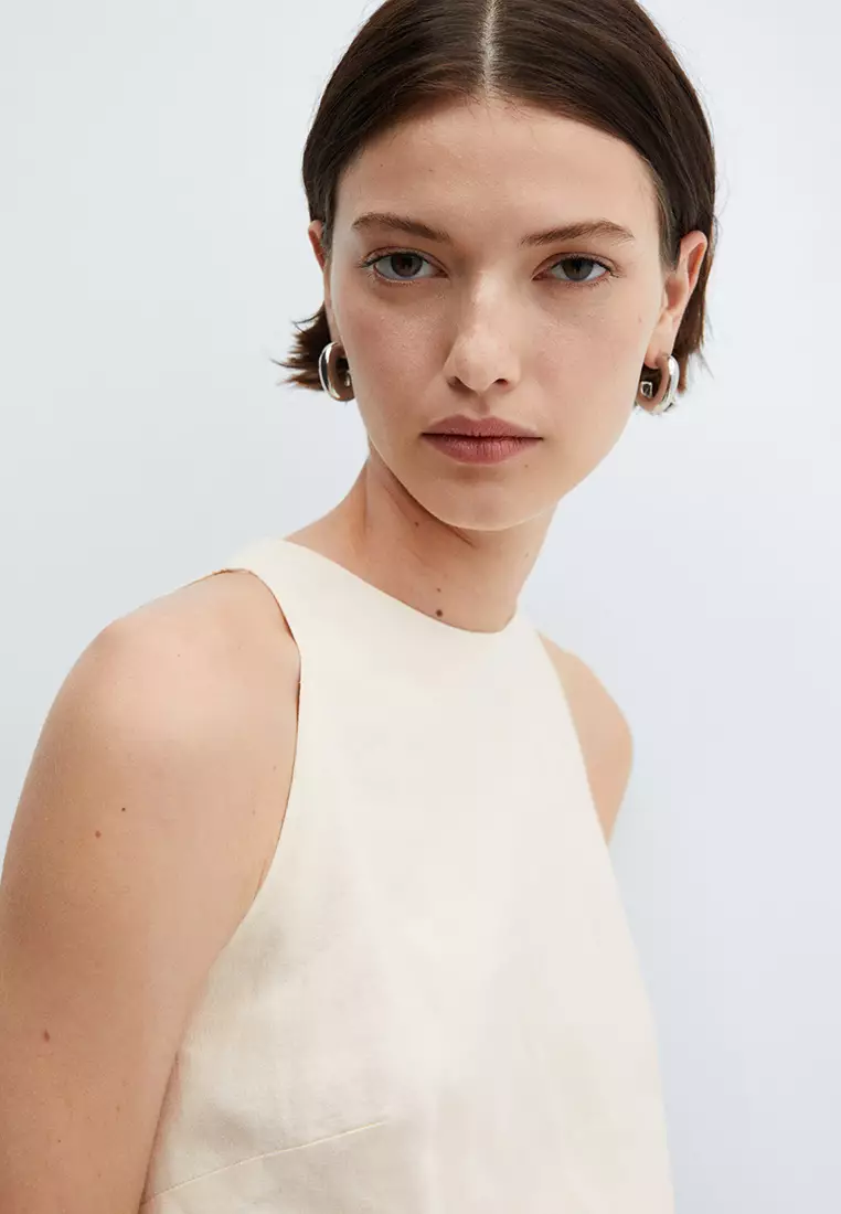Mango bow linen dress store