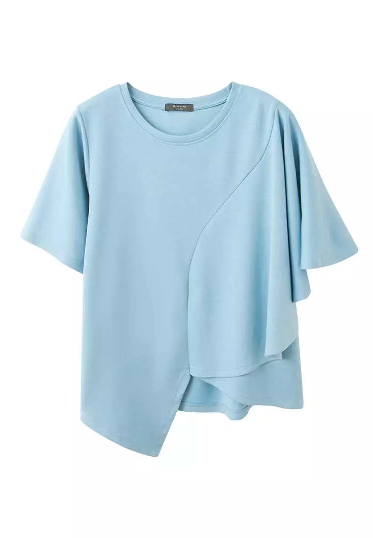 Soft Air Cotton Asymmetrical Dolman Sleeve Top [AB20409]