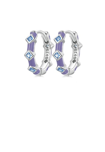 Glamorousky blue 925 Sterling Silver Simple Fashion Diamond Geometric Earrings with Cubic Zirconia F6867AC14A576CGS_1