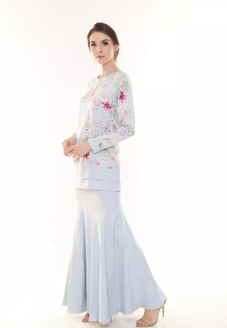 Ivy Printed Kurung Modern in Baby Blue