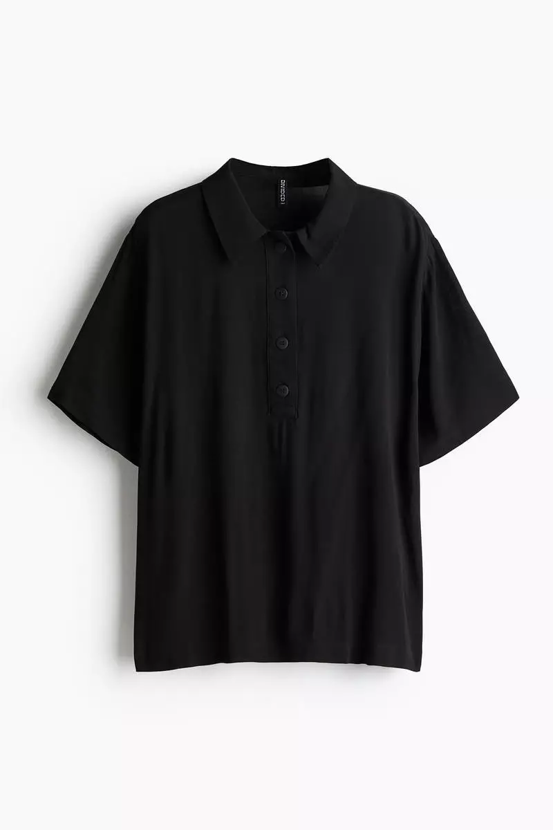 Buy H&M Sheer crêpe polo shirt 2025 Online ZALORA Philippines