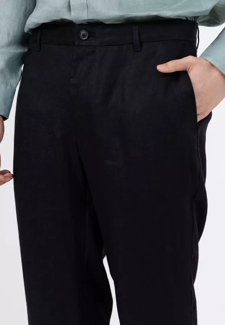 Slim-Fit 100% Linen Trousers