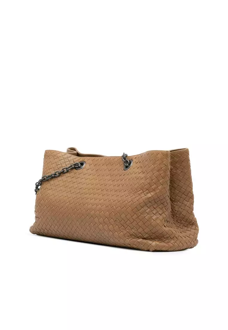 Buy Bottega Veneta Pre Loved Medium Nappa Intrecciato Double Chain Tote