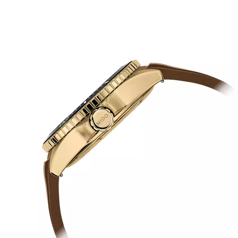 Jam Tangan Pria MIDO Ocean Star M026.629.37.291.00 Men GMT Black Dial Brown Rubber Strap