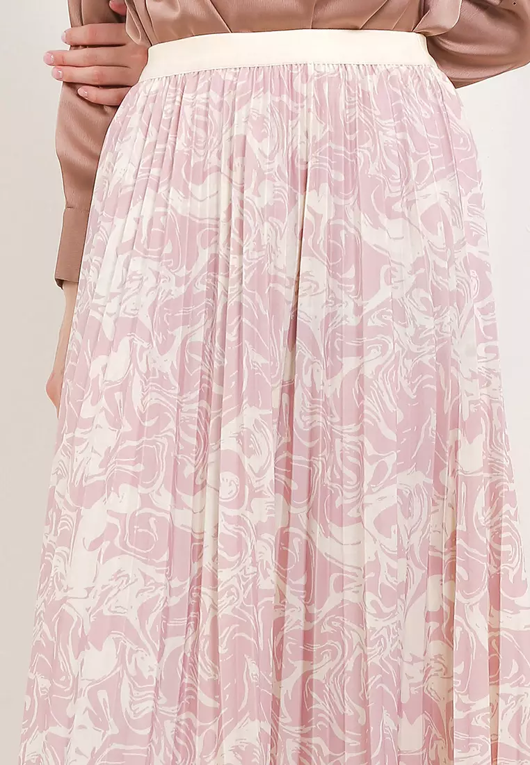 Printed Pleats Maxi Skirt