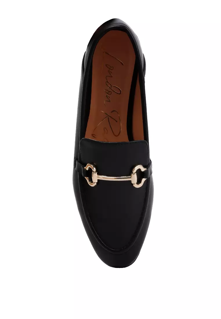 Buy London Rag Horsebit Embellished Faux Leather Loafers in Black