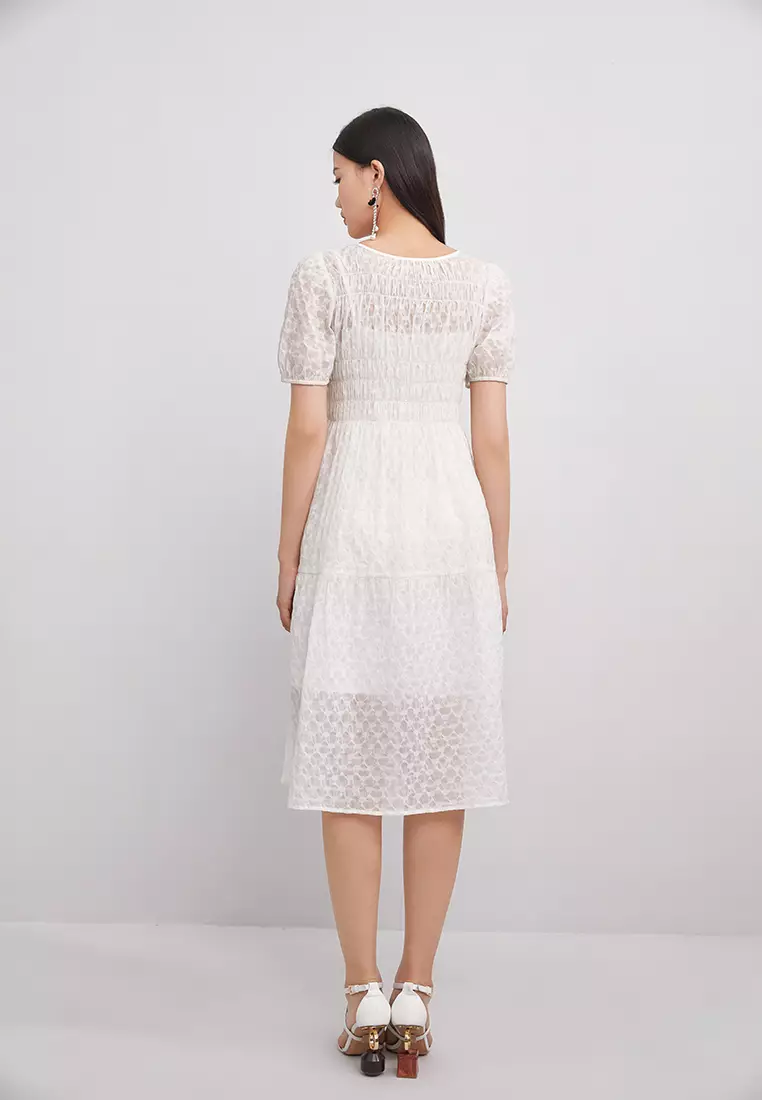 Round Neck Textured Midi Dress