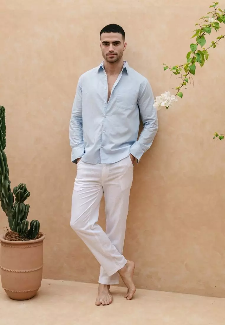 Uluwatu Celana Panjang Linen Pria Putih | Linen Long Pants Men White