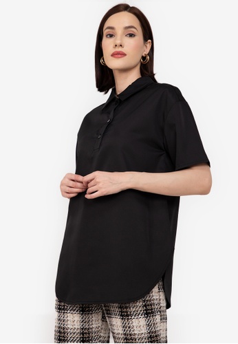 Buy ZALORA WORK Oversized Short Sleeve Blouse 2023 Online | ZALORA Singapore