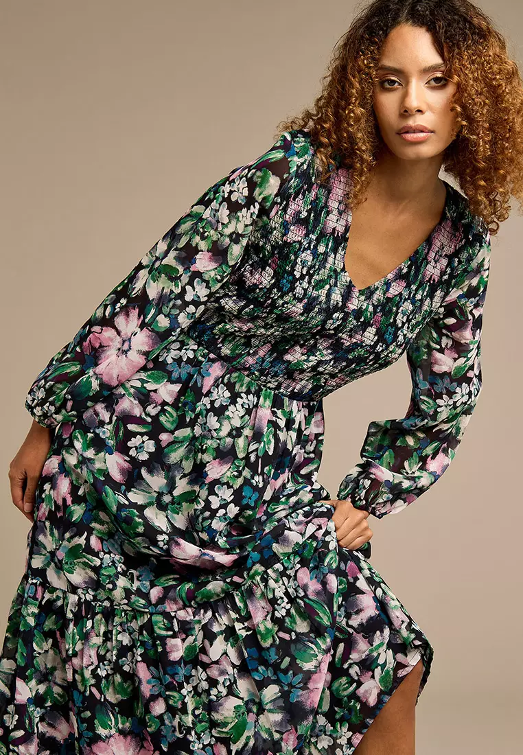 Sasha Floral Printed Tiered Maxi Dress