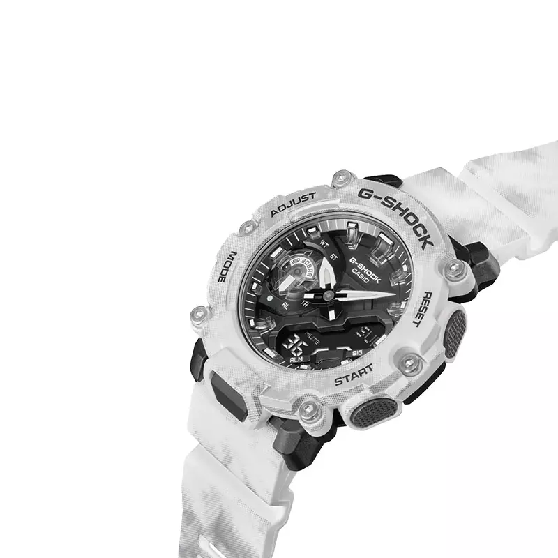 Jam Tangan Pria Casio G-Shock GA-2200GC-7ADR GA2200GC GA-2200GC Grunge Snow Camouflage Black Digital Analog Dial Camouflage Resin Band
