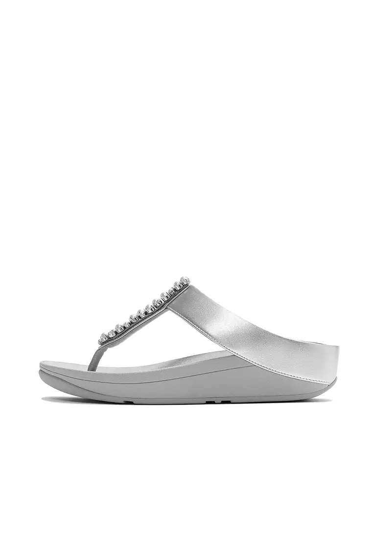Fino Pearls-And-Crystal Toe-Post Sandals