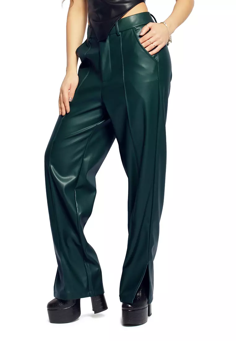 Bottle Green Ladies Straight Trousers