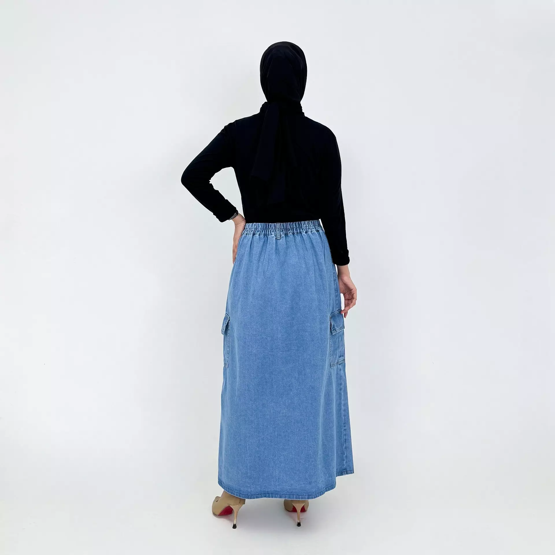 Rok Panjang Jeans Wanita LONG SKIRT DENIM CARGO BASIC
