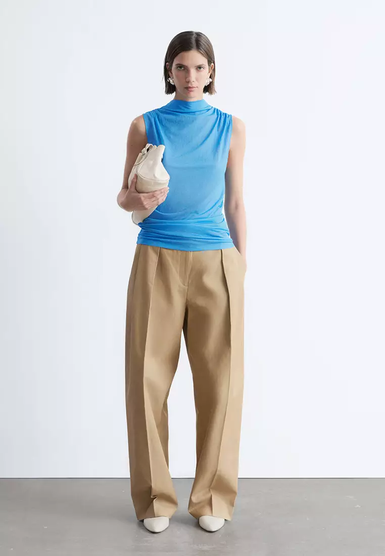 Ruched Mock-Neck Top